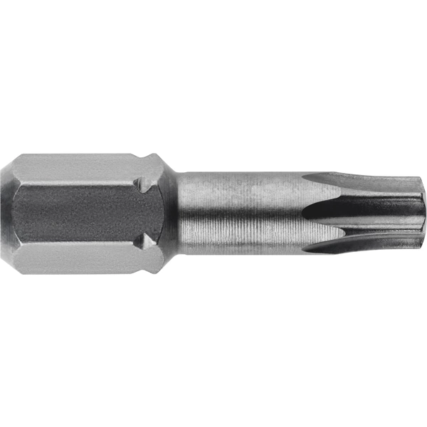 Ein Torx-Bit aus Metall für Schraubendreher, mit sechseckigem Schaft und sternförmiger Spitze, für präzises Schrauben.